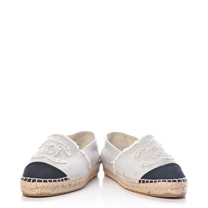 Chanel Linen CC Espadrilles 37 Beige Black 6 of 12