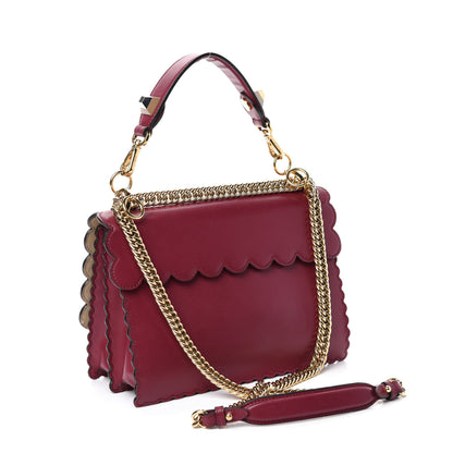 Fendi Vitello Liberty Scalloped Studded Kan I Shoulder Bag Black Cherry 4 of 12
