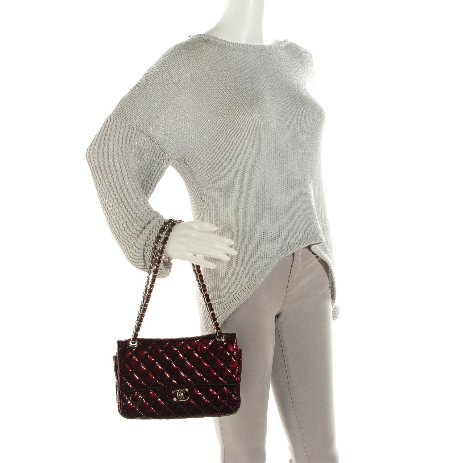 Chanel Patent Quilted Medium Double Flap Bordeaux 2 of 8