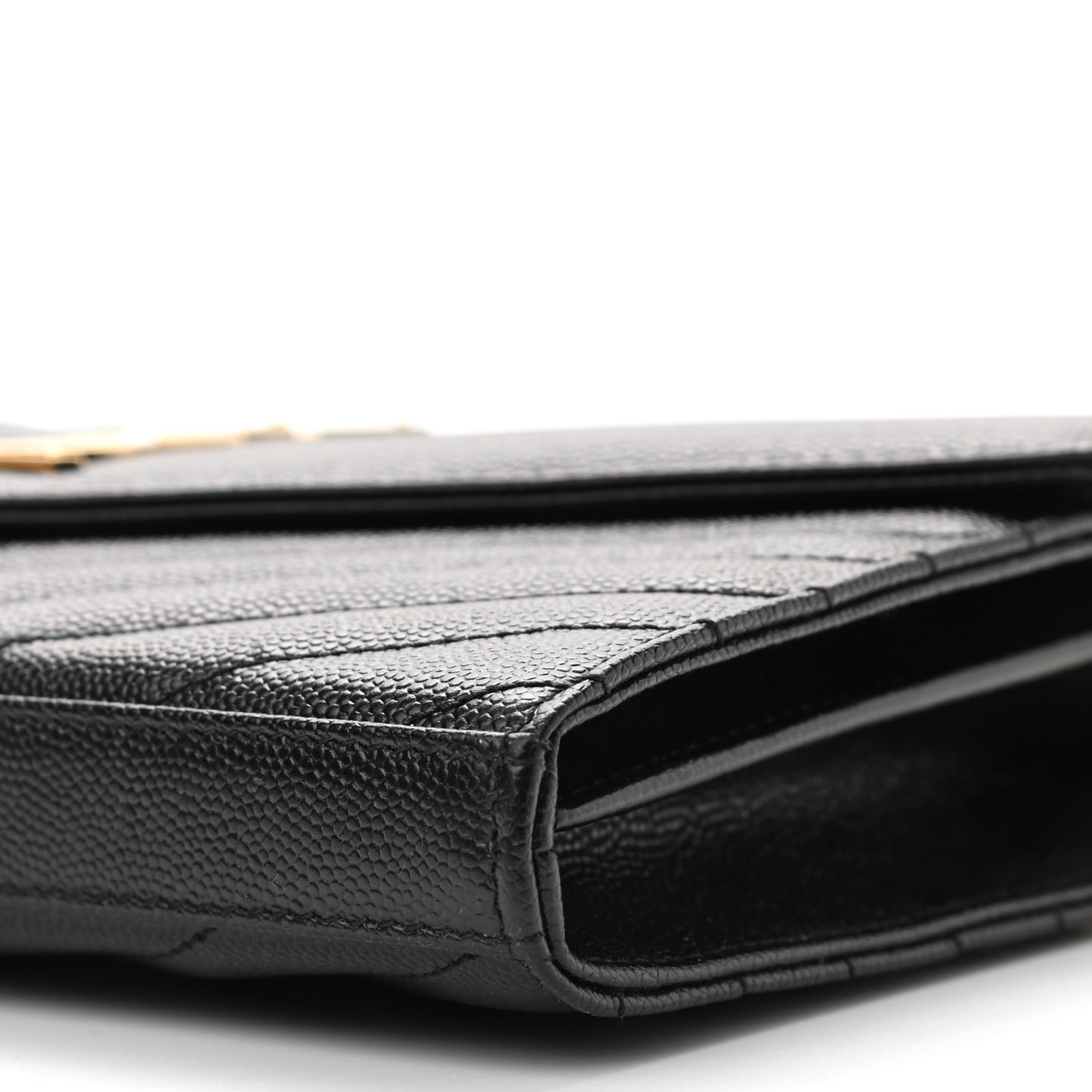 Grain De Poudre Matelasse Chevron Monogram Chain Wallet Black