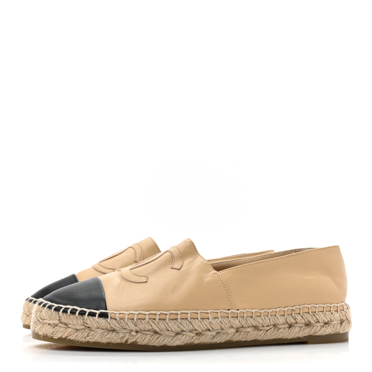 Chanel Lambskin CC Espadrilles 39 Beige Black 3 of 11