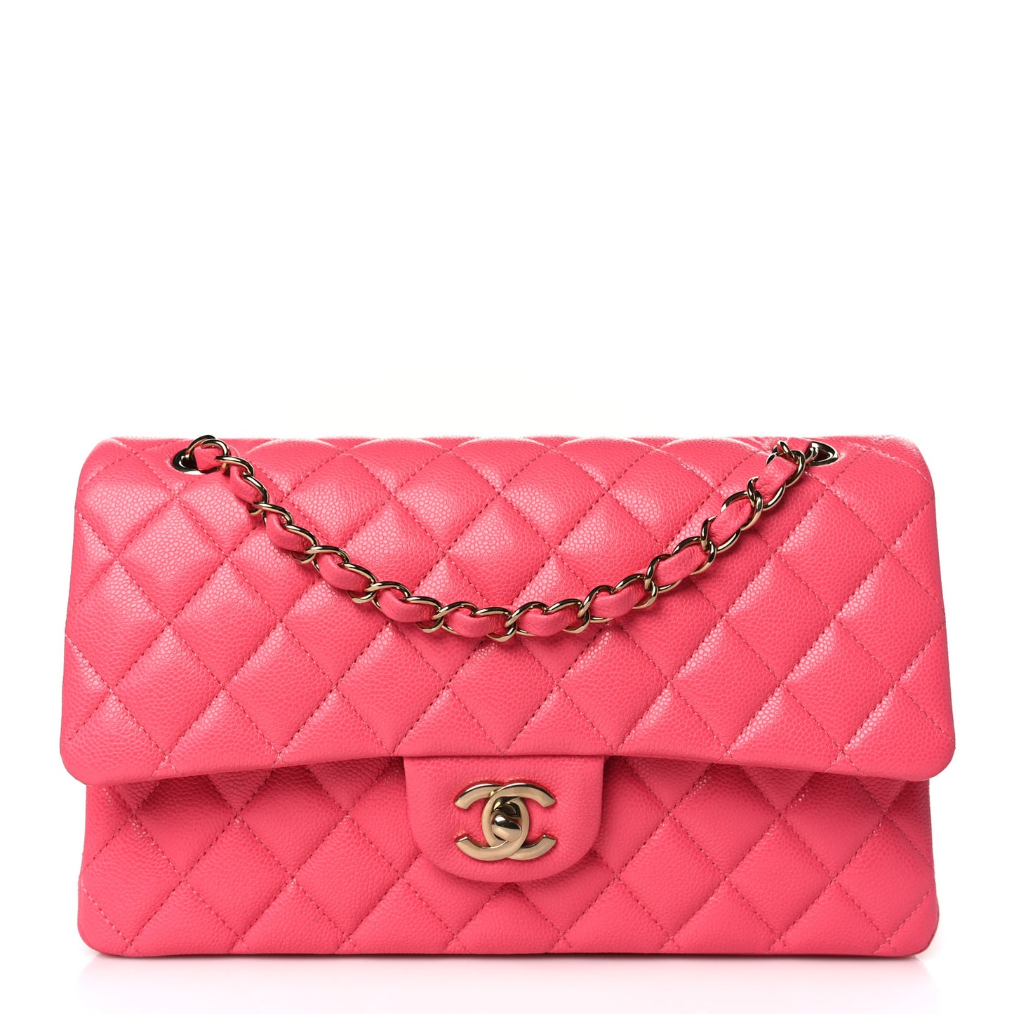 Caviar Quilted Medium Double Flap Rose