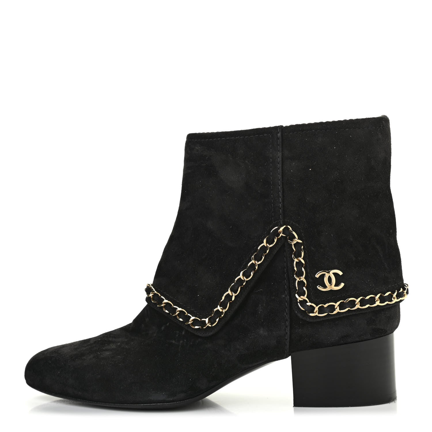 Chanel Suede Calfskin Chain CC Short Boots 39.5 Black 2 of 20