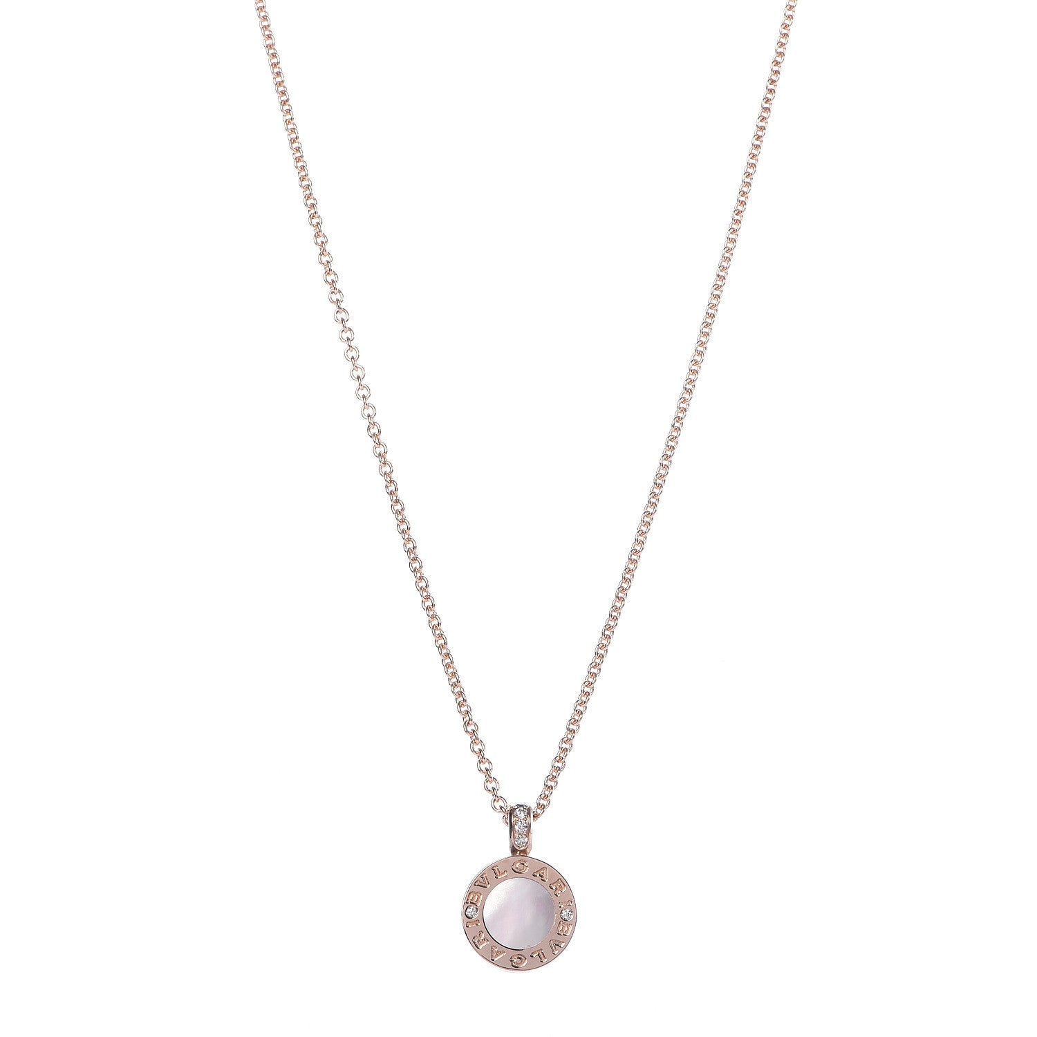 Bulgari 18K Rose Gold Diamond Mother of Pearl Carnelian BVLGARI BVLGARI Pendant Necklace 1 of 7
