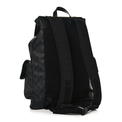 Gucci Soft GG Supreme Monogram Appia Calfskin Web Double Buckle Backpack Black 3 of 14