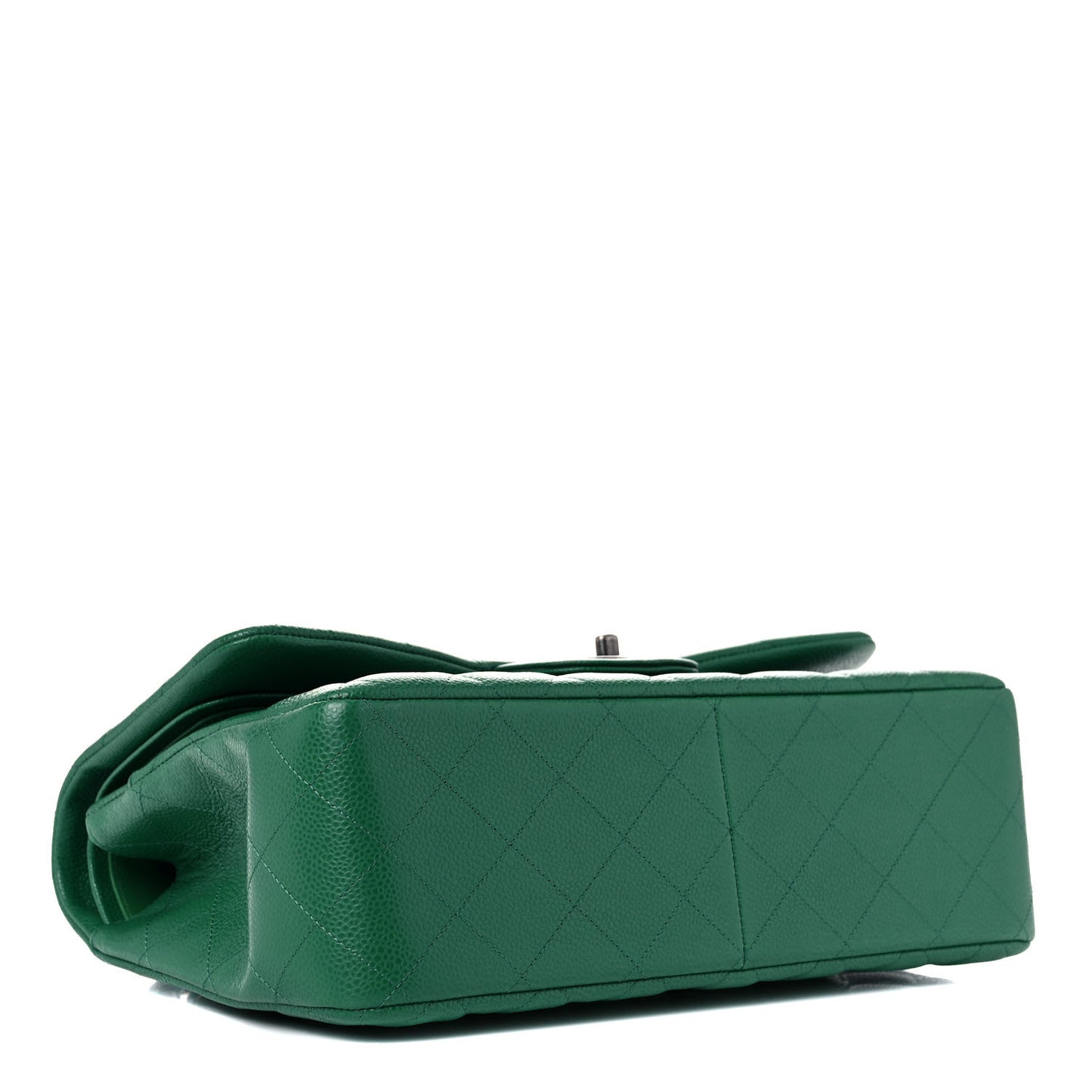 Caviar Quilted Jumbo Double Flap Green