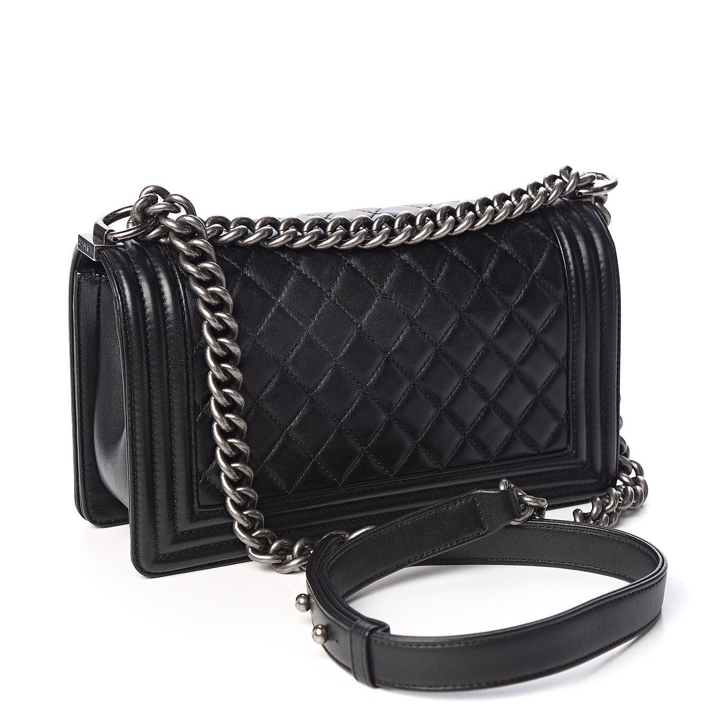 Lambskin Quilted Medium Boy Flap Black