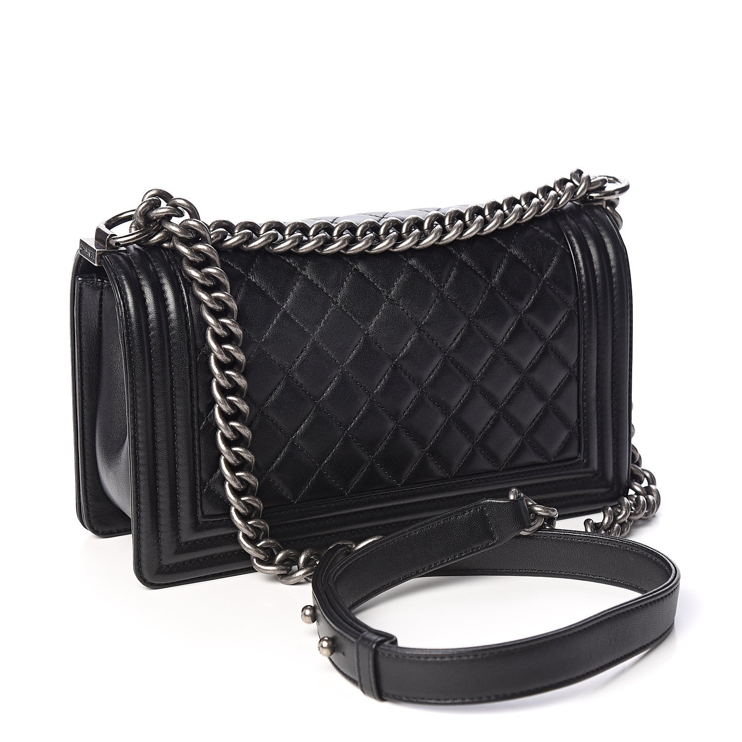 Chanel Lambskin Quilted Medium Boy Flap Black 2 of 10