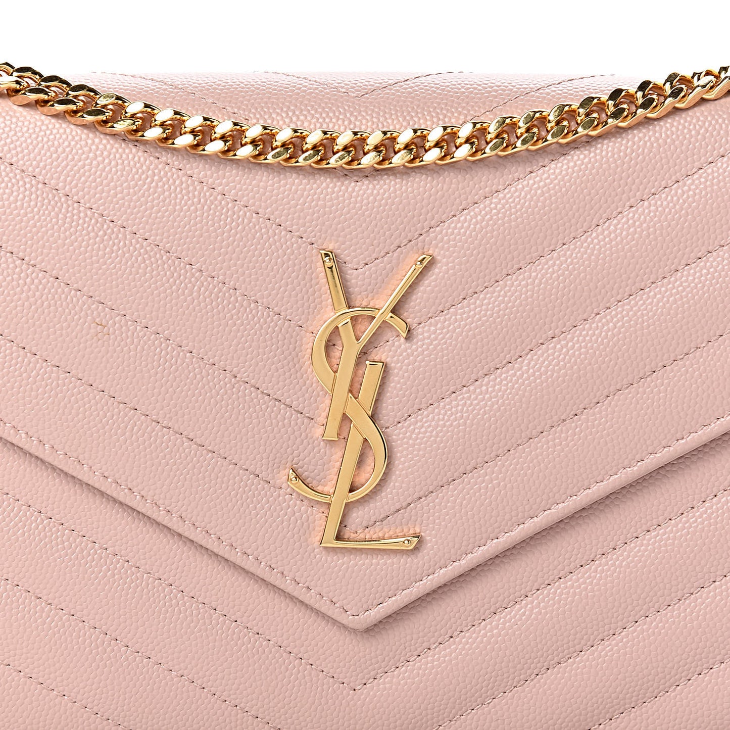 Grain De Poudre Matelasse Chevron Monogram Chain Wallet Rose Antic