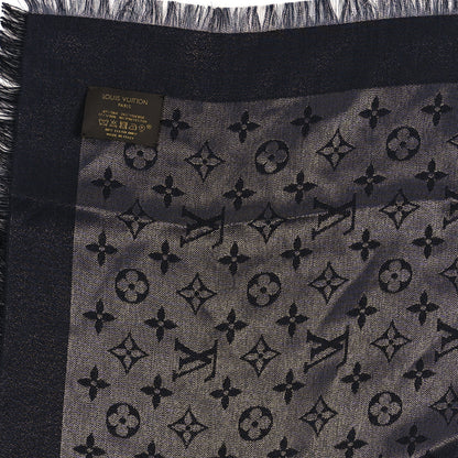 Louis Vuitton Silk Lurex Wool Monogram Shine Shawl Black 3 of 4