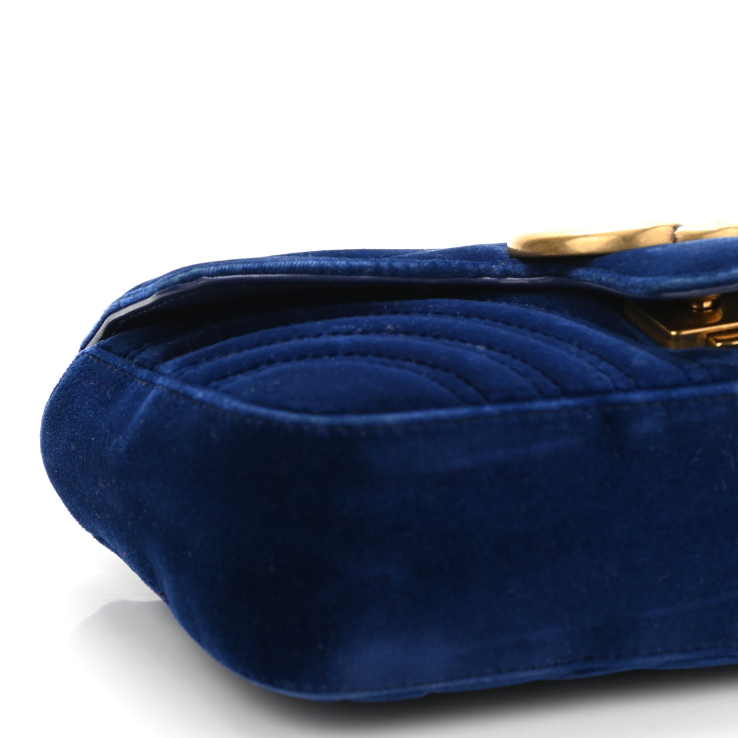 Velvet Matelasse Mini GG Marmont Shoulder Bag Cobalt Blue