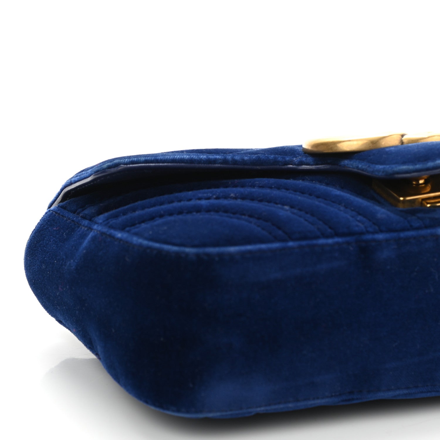 Gucci Velvet Matelasse Mini GG Marmont Shoulder Bag Cobalt Blue 10 of 12