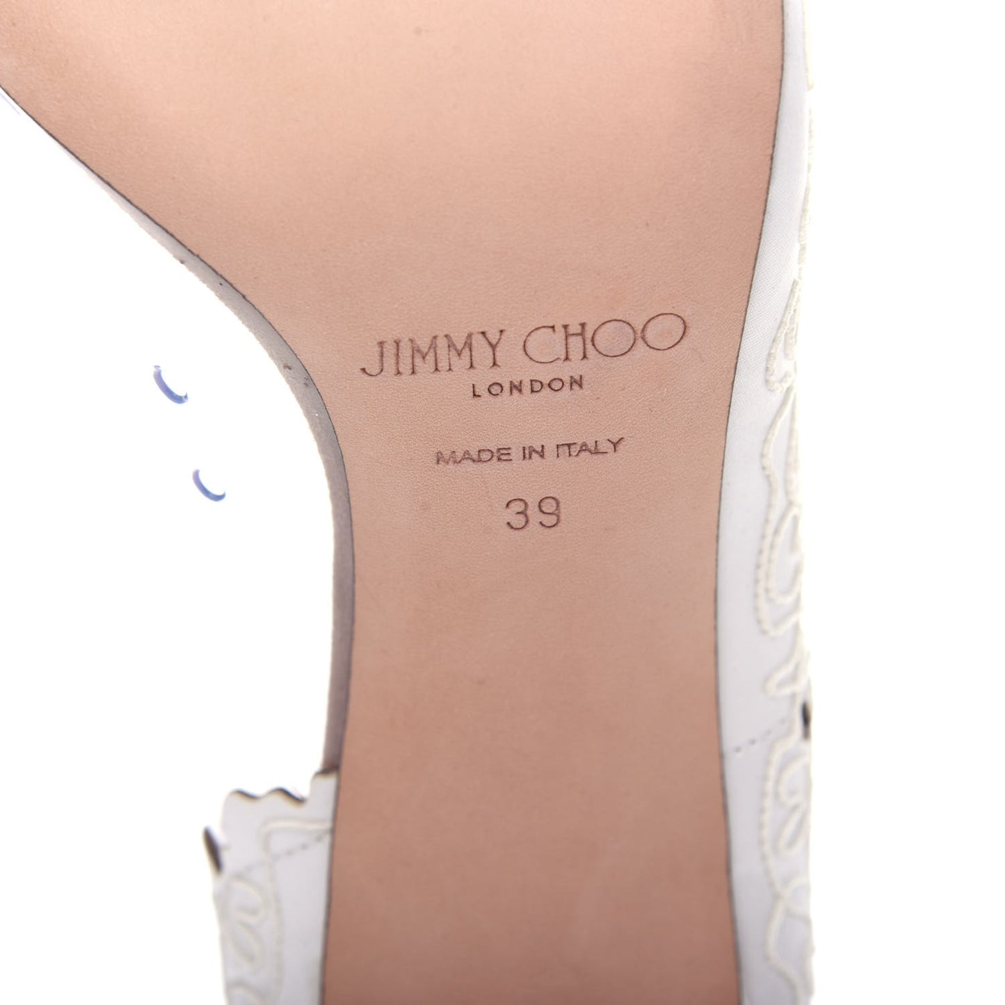 Floral Cutout PVC Romy 100 Pointy Toe Pumps 39 Ivory