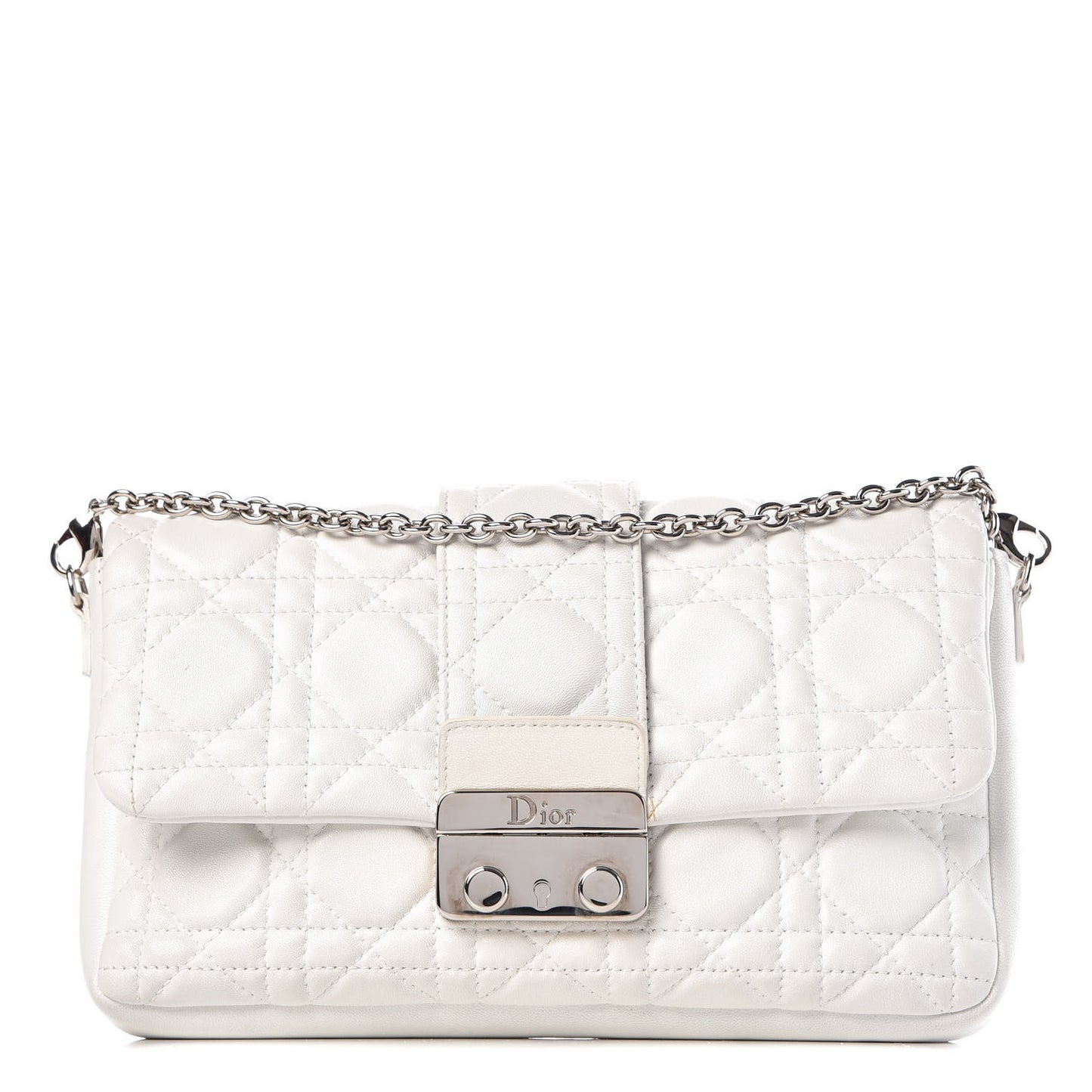 Lambskin Cannage New Lock Pouch White