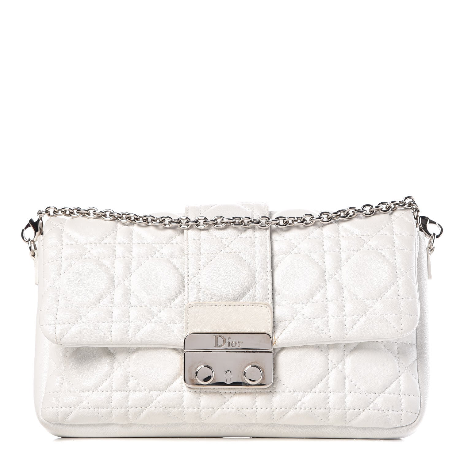 Christian Dior Lambskin Cannage New Lock Pouch White 1 of 11