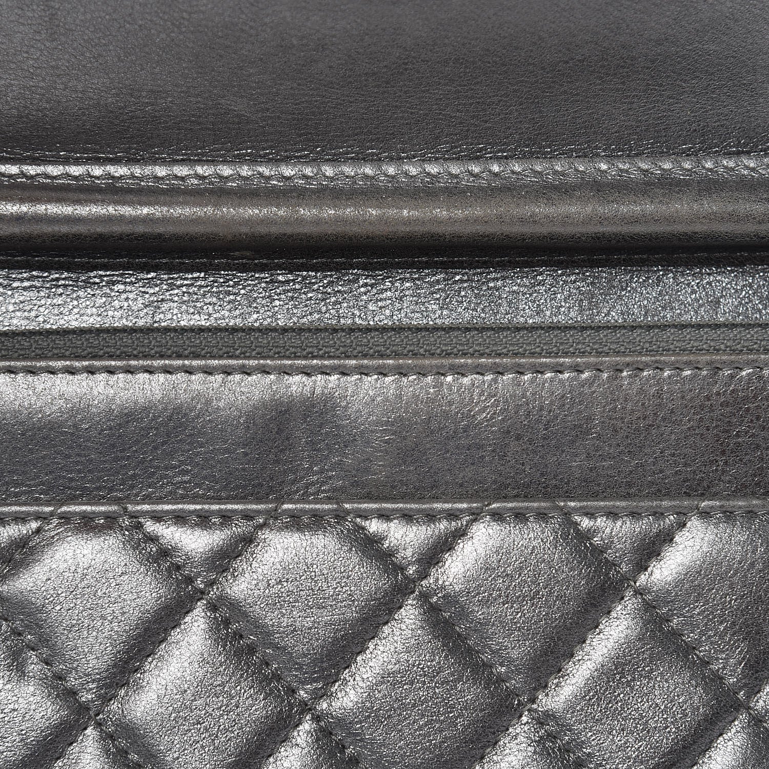 Chanel Metallic Calfskin Quilted Boy Wallet On Chain WOC Silver 14 of 16