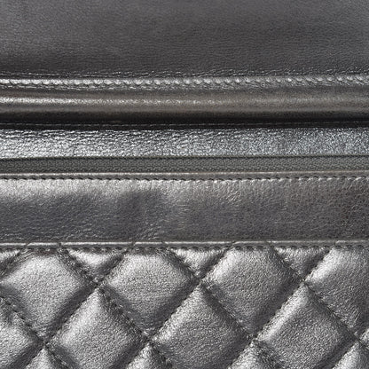 Chanel Metallic Calfskin Quilted Boy Wallet On Chain WOC Silver 14 of 16