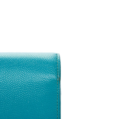 Saint Laurent Grain De Poudre Classic Monogram Clutch Turquoise 9 of 9