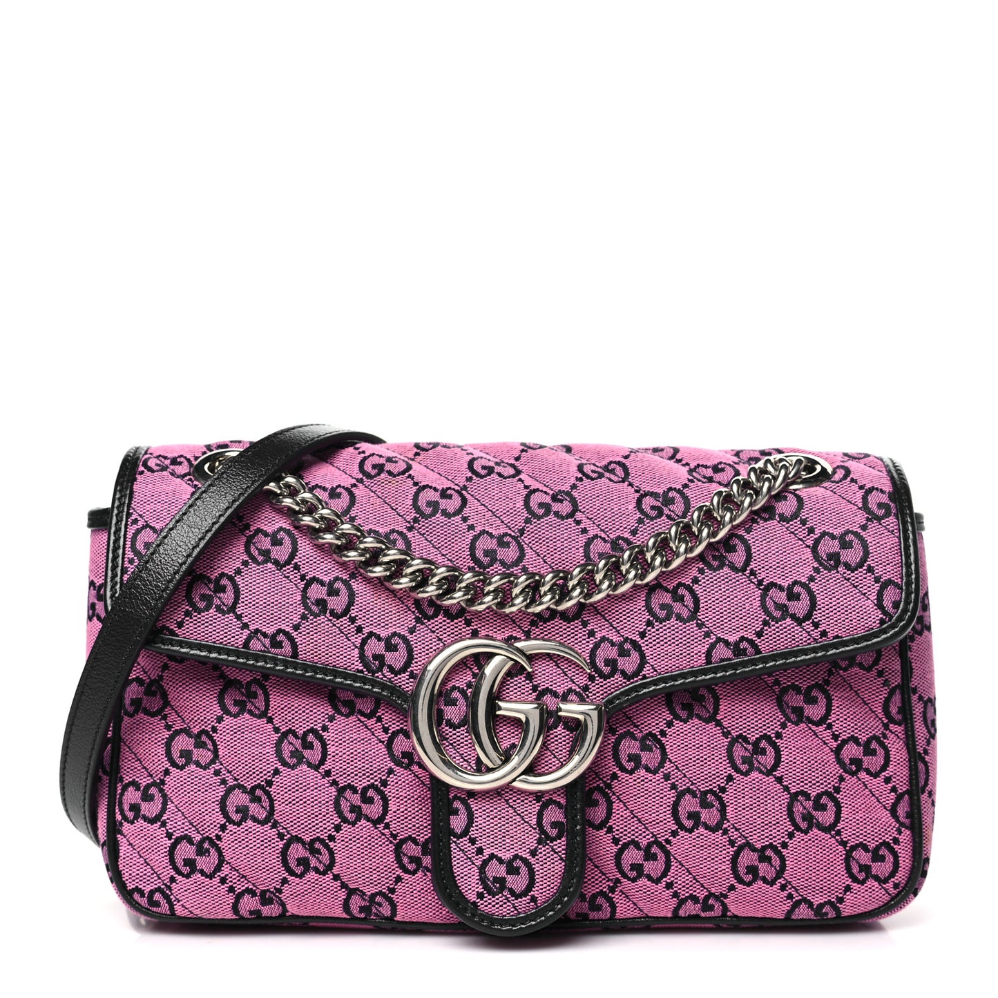 Monogram Multicolor Matelasse Diagonal Small GG Marmont Shoulder Bag Pink Blue