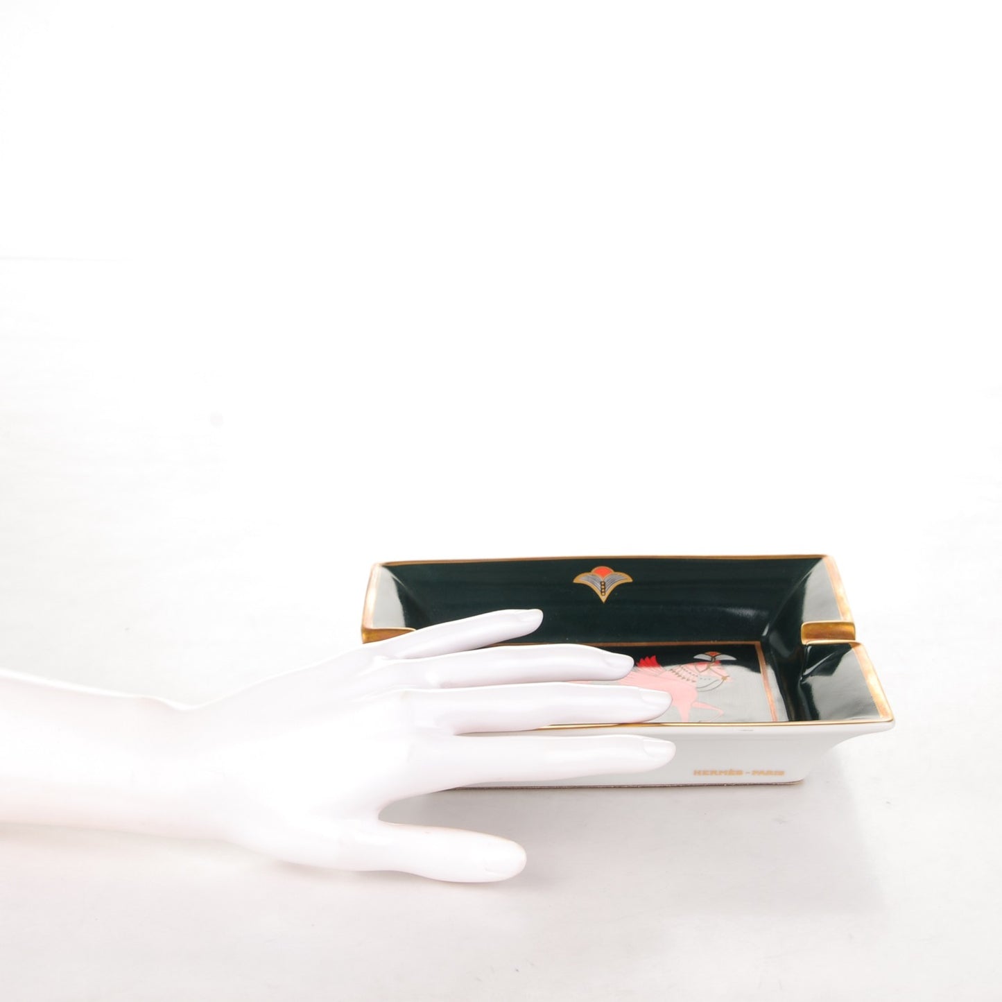 Printed Porcelain Pegasus Cigar Ashtray Green