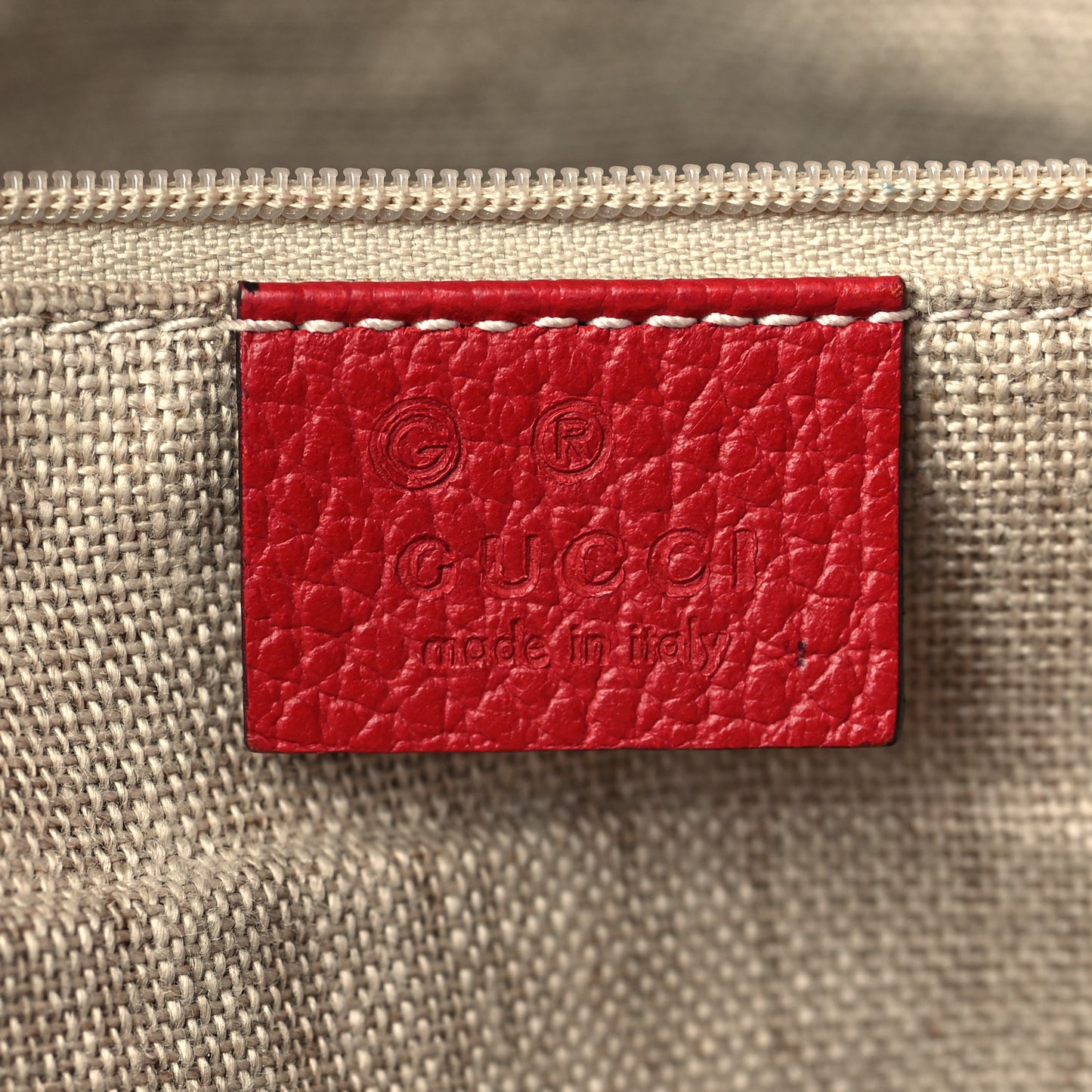 Monogram Bree Zippered Tote Beige Red
