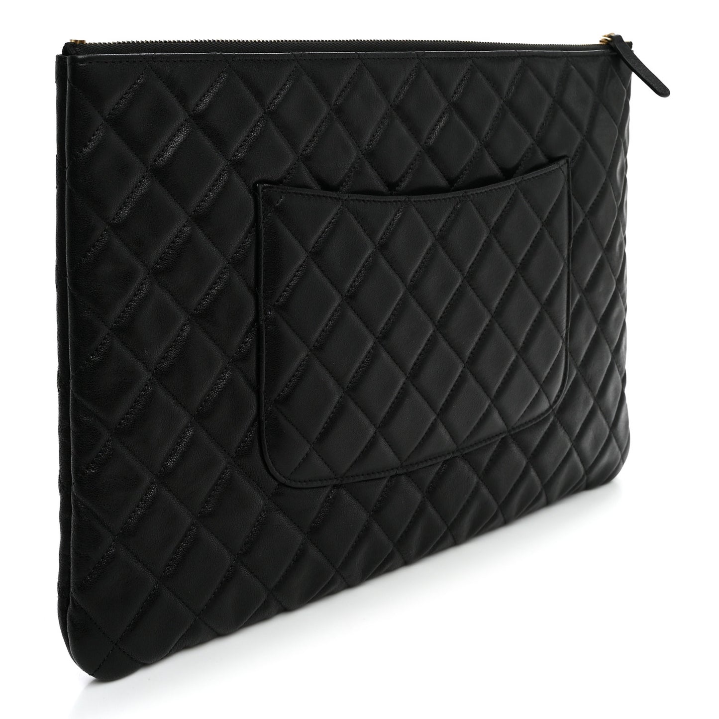 Lambskin Quilted Large Cosmetic Case Black