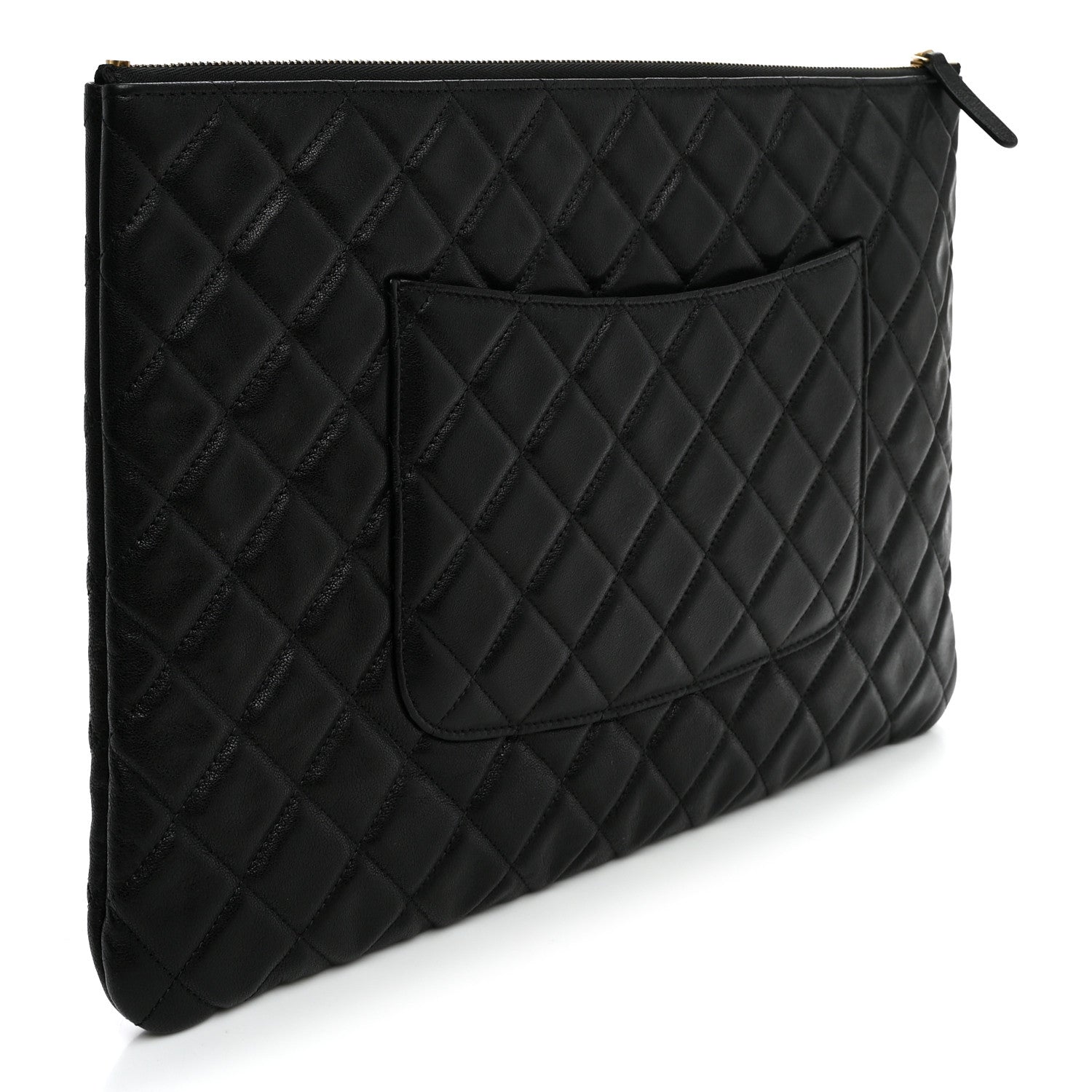 Chanel Lambskin Quilted Large Cosmetic Case Black 3 of 11