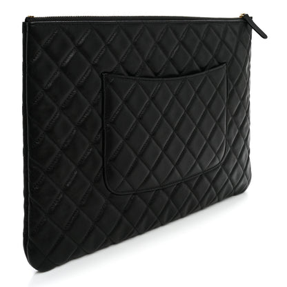 Chanel Lambskin Quilted Large Cosmetic Case Black 3 of 11