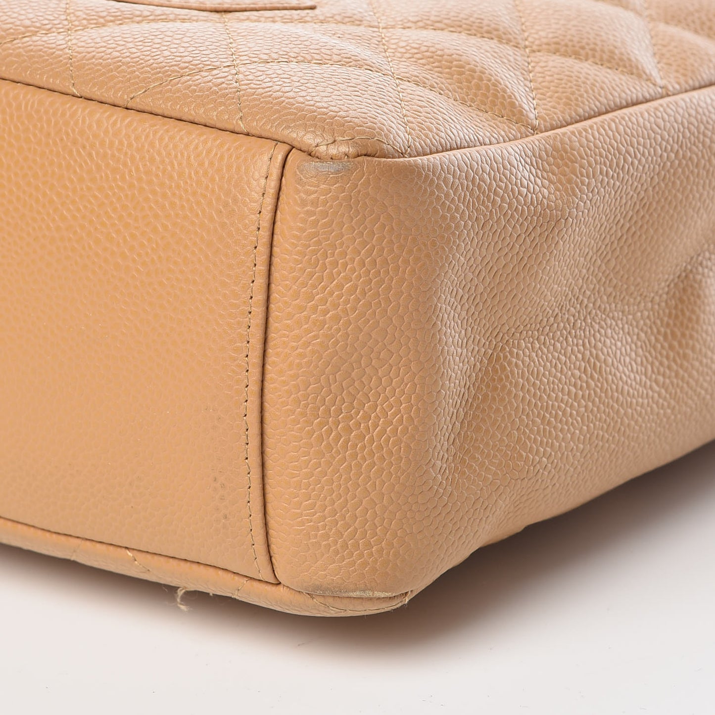 Caviar Quilted Petit Shopping Tote PST Dark Beige