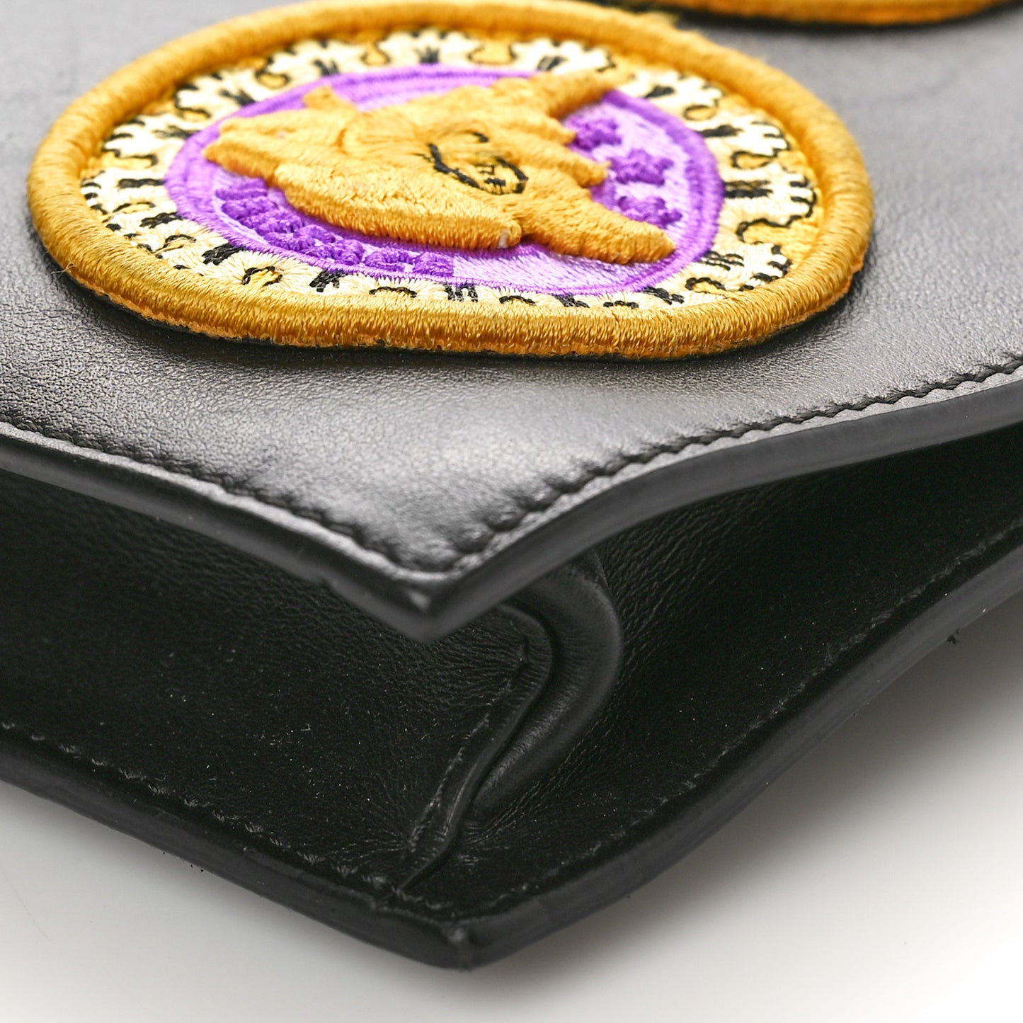 Nappa La Medusa Lunar New Year Patches Crossbody Pouch Black