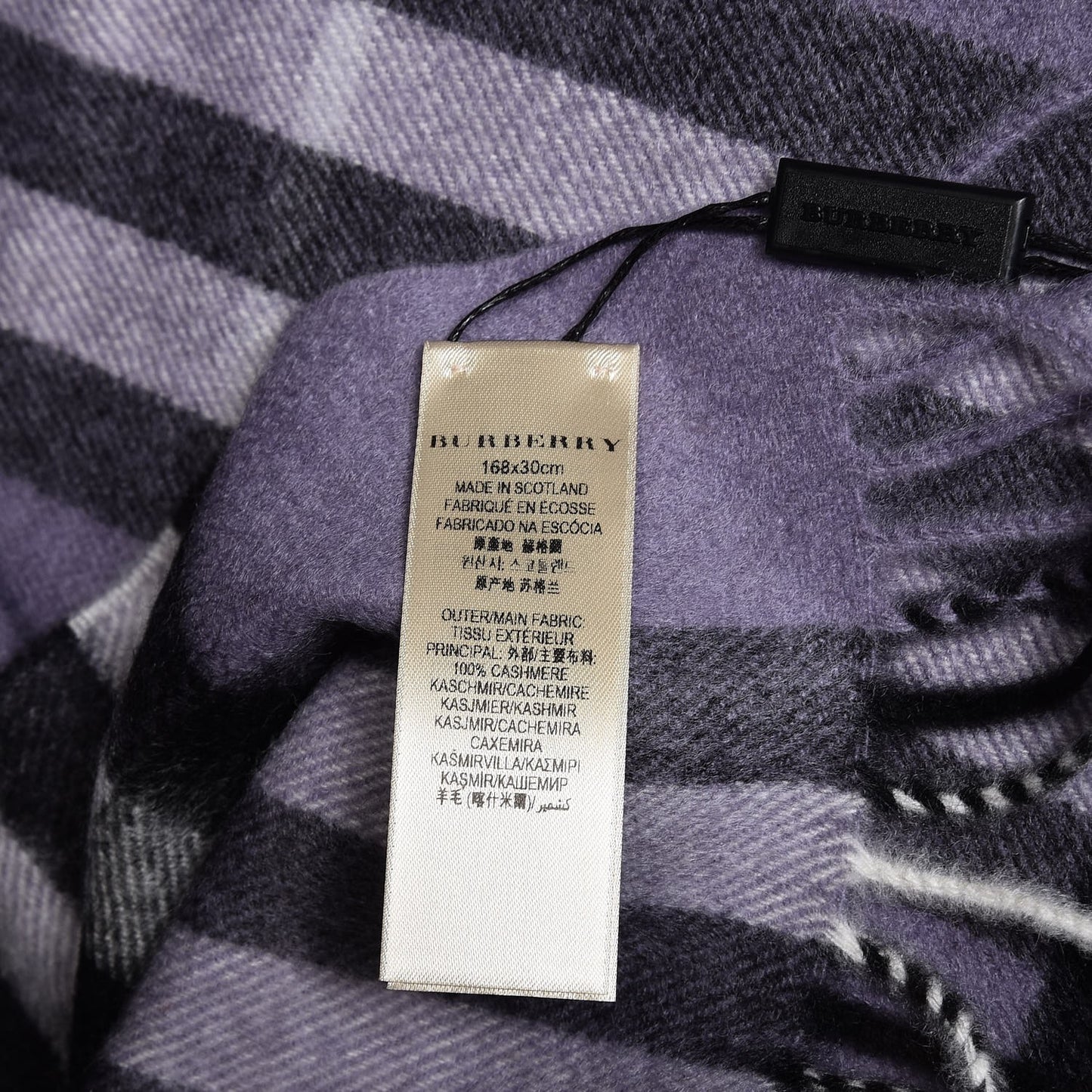 Cashmere Giant Check Fringe Scarf Lilac