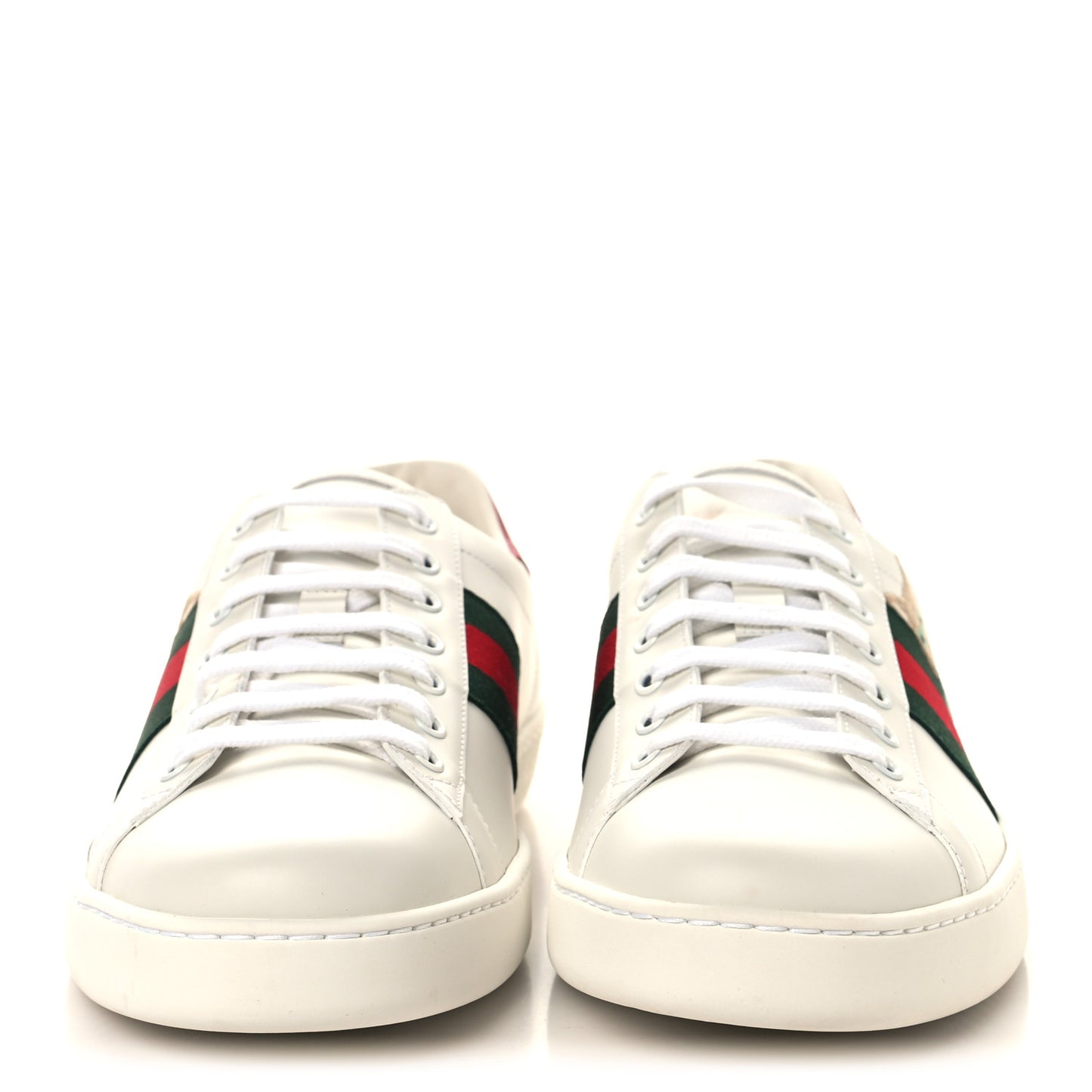 Calfskin Cat Embroidered Mens Ace Sneakers 12 White Green