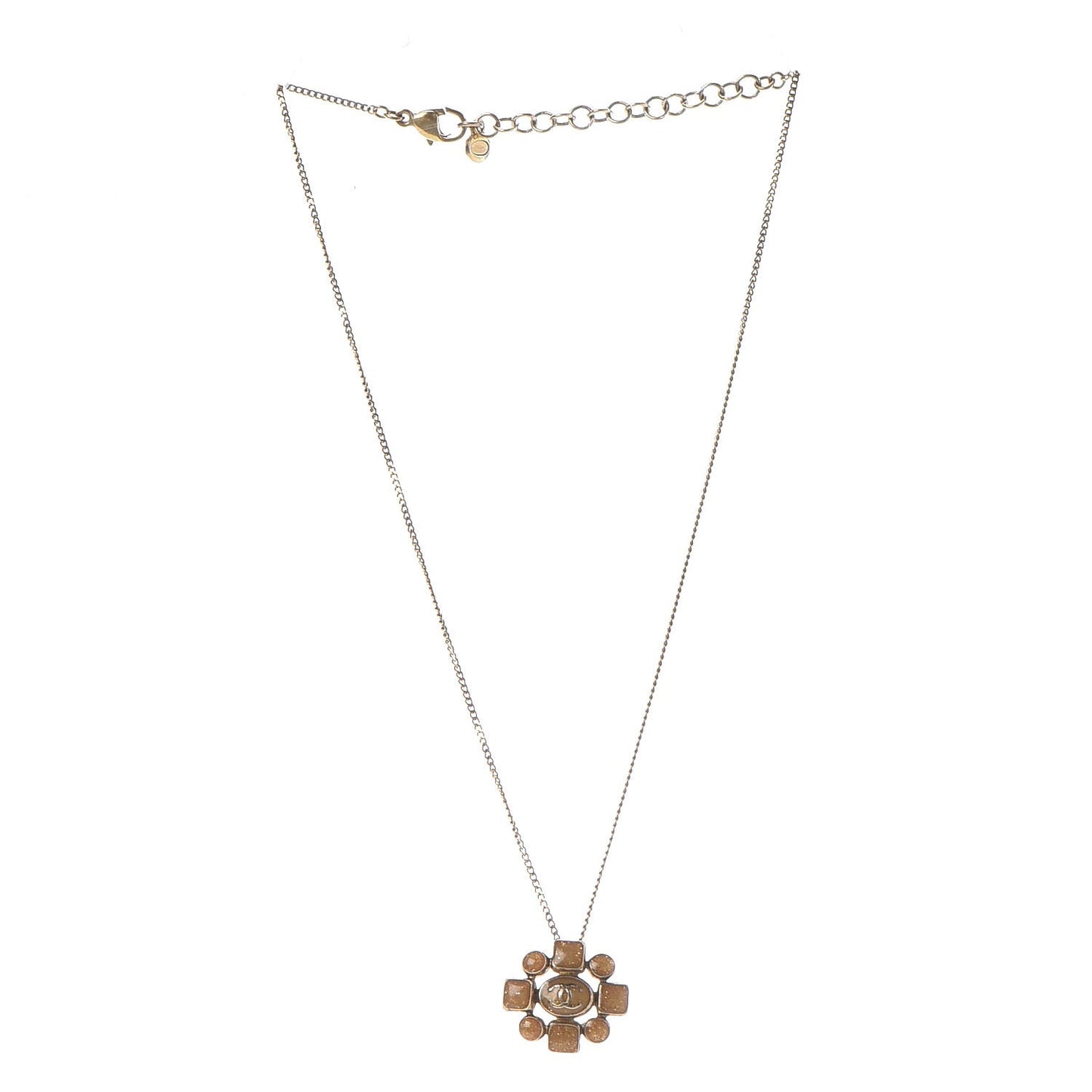 Gripoix Poured Glass Crystal CC Necklace Gold
