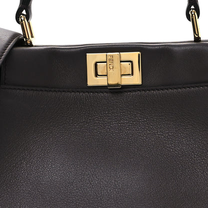 Fendi Vitello Seta Suede FF Mini Peekaboo Iconic Satchel Chocolate 8 of 10