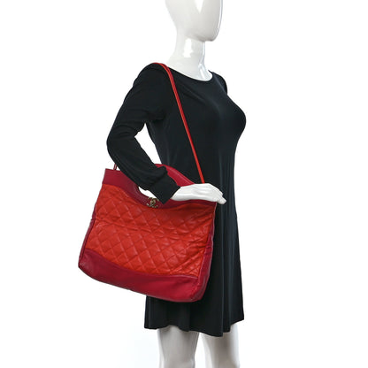 Chanel Lambskin Quilted Large 31 Shopping Bag Orange Red 2 of 15