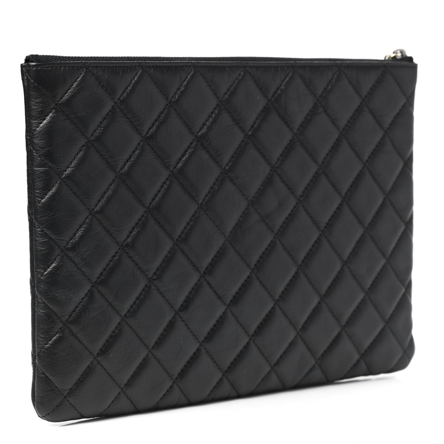 Aged Calfskin Quilted Medium Lucky Charms Cosmetic Case Black