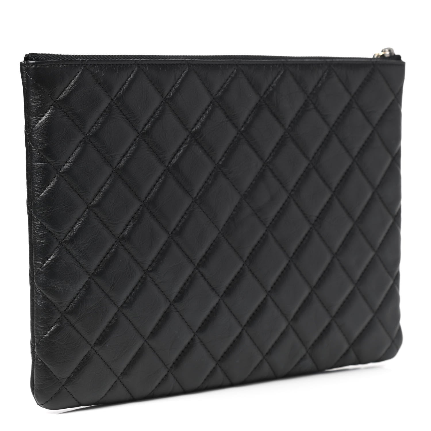 Chanel Aged Calfskin Quilted Medium Lucky Charms Cosmetic Case Black 3 of 8