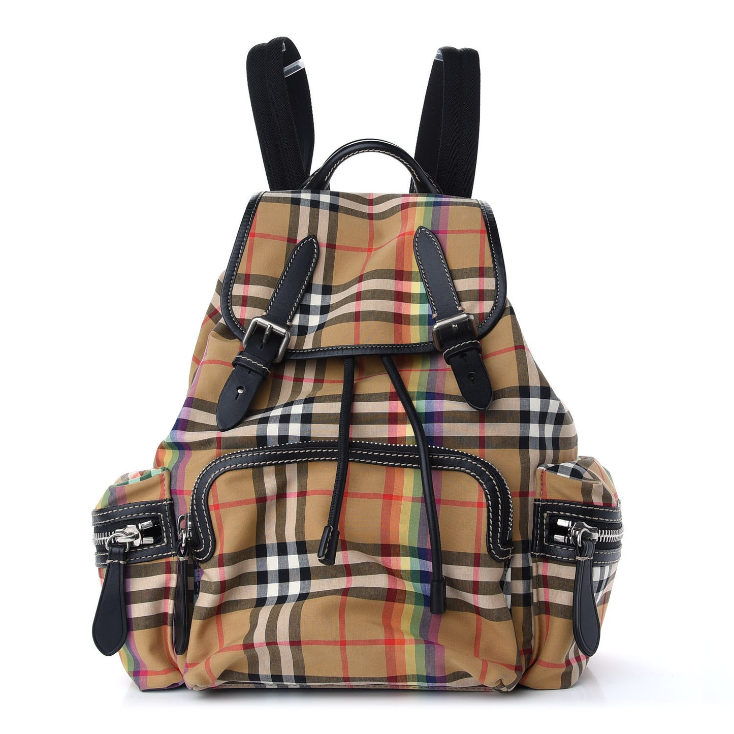 Vintage Rainbow Check Small Rucksack Backpack Antique Yellow