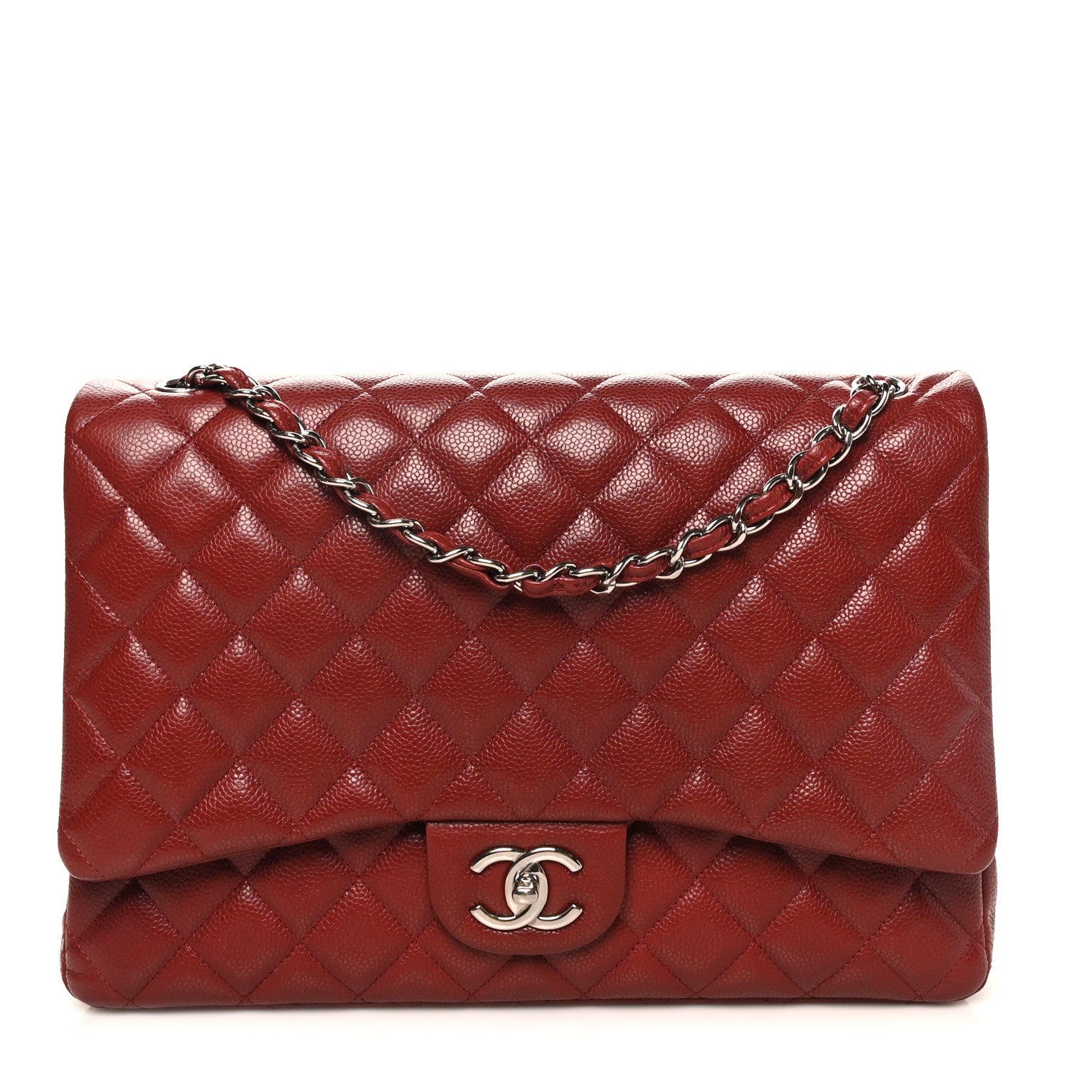 Chanel Caviar Quilted Maxi Double Flap Dark Red 1 of 10