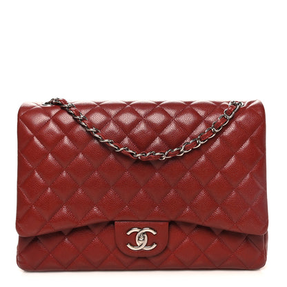 Chanel Caviar Quilted Maxi Double Flap Dark Red 1 of 10