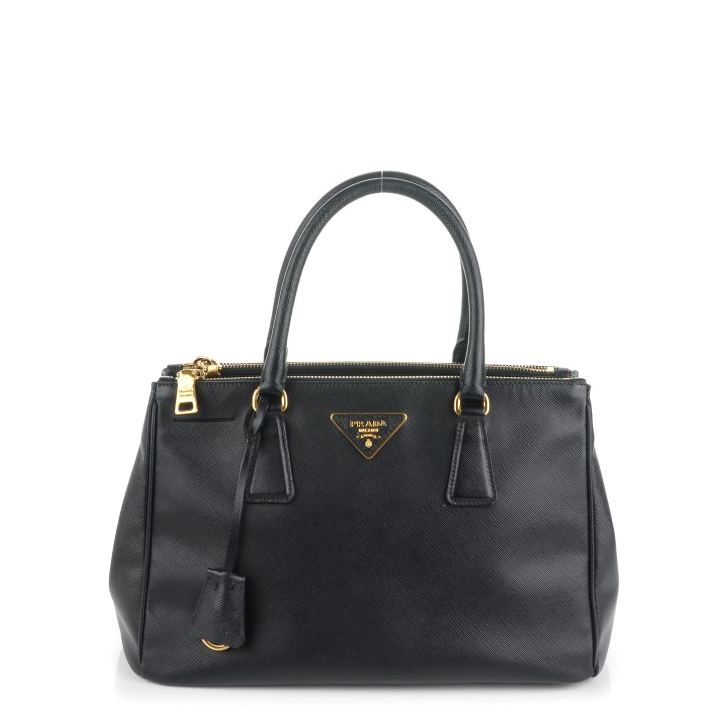 Saffiano Small Galleria Double Zip Tote Black