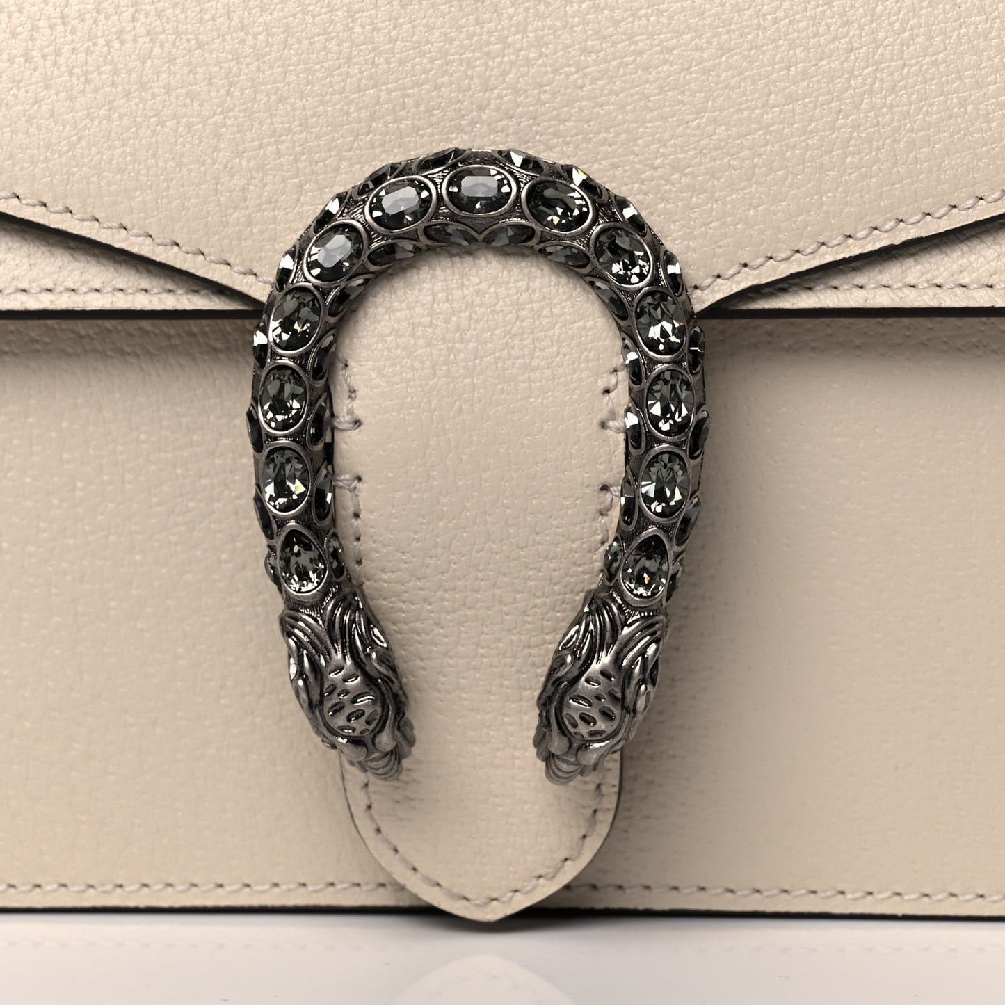 Textured Calfskin Crystal Small Dionysus Shoulder Bag Mystic White