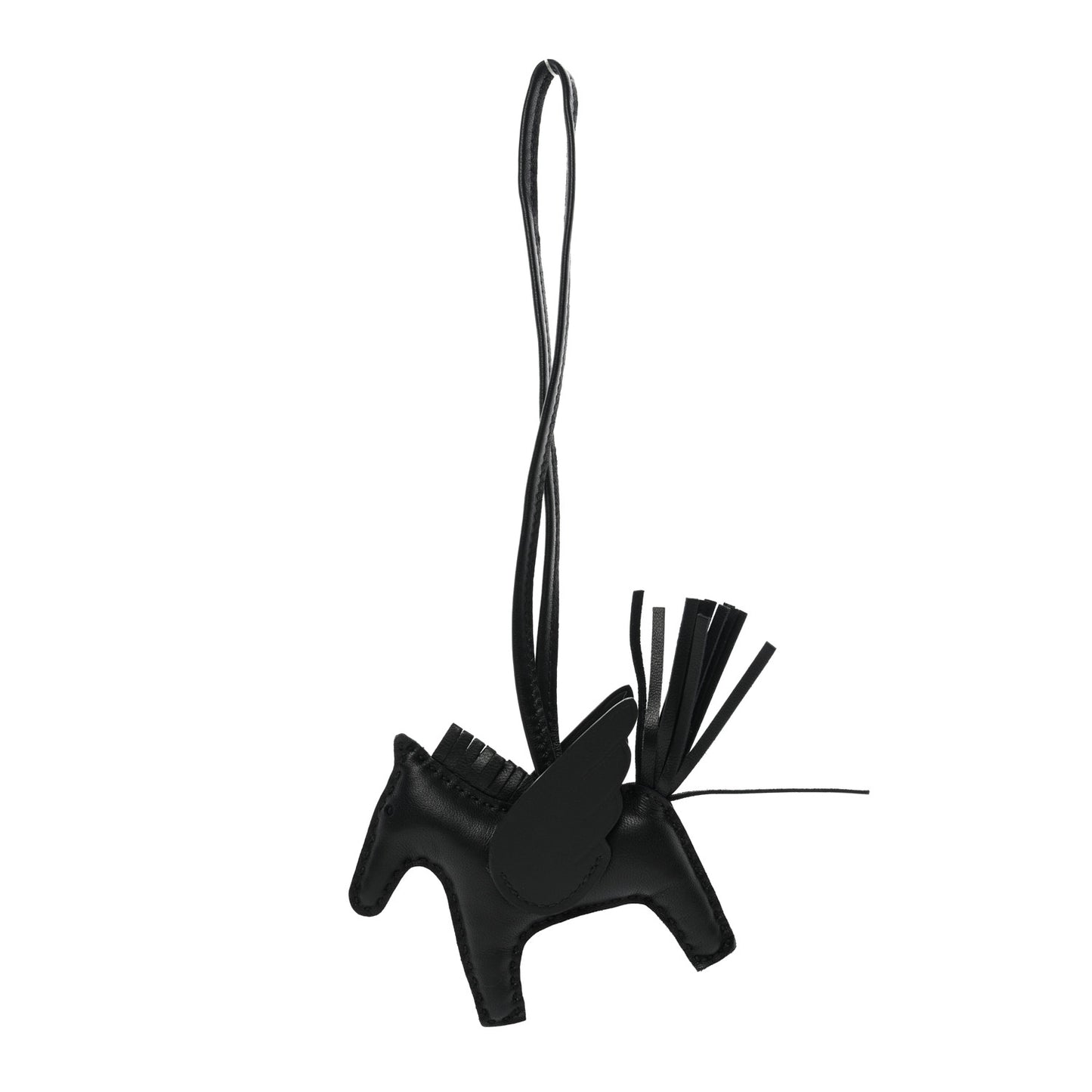 Milo Lambskin Grigri Rodeo Pegase Horse Bag Charm PM So Black