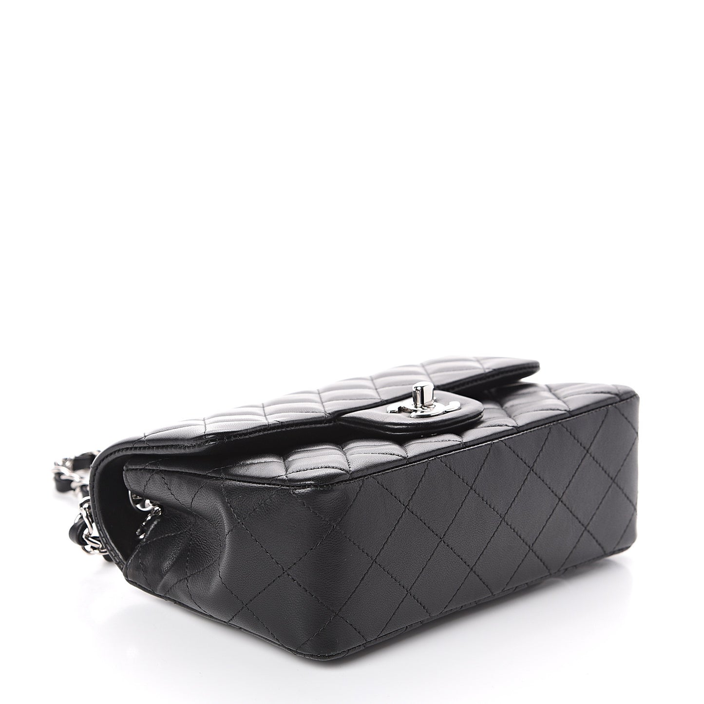 Lambskin Quilted Mini Rectangular Flap Black