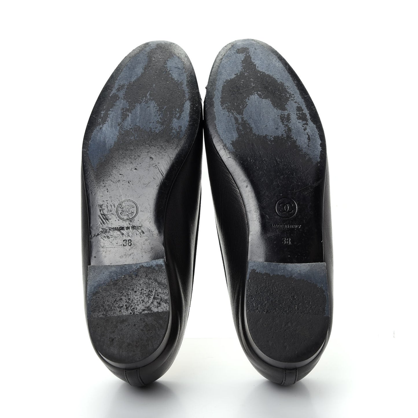 Lambskin Patent Cap Toe Ballerina Flats 38 Black