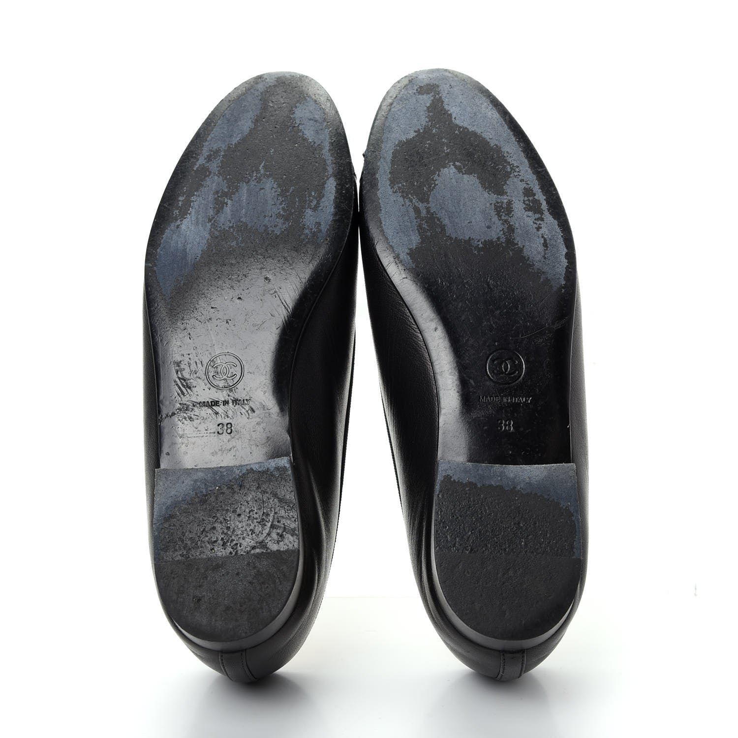 Chanel Lambskin Patent Cap Toe Ballerina Flats 38 Black 6 of 11