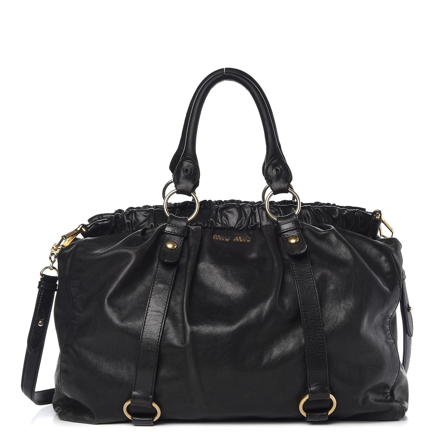 Vitello Lux Gathered Tote Black
