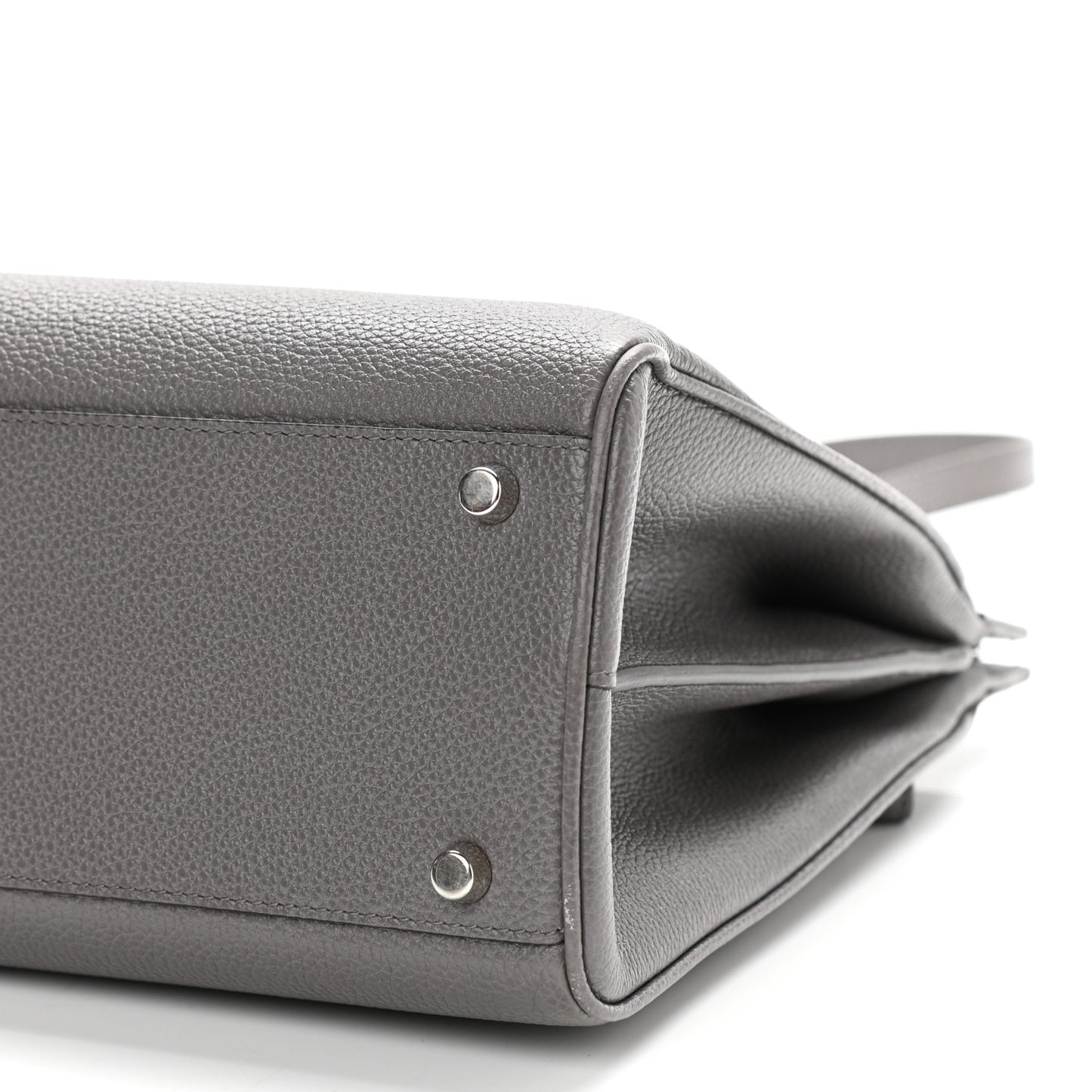 Grainy Calfskin Medium Zumi Top Handle Bag Dusty Grey