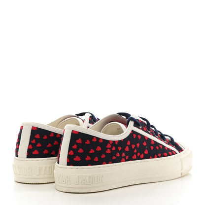 Christian Dior Canvas Pop Heart Embroidered Womens Walk'N'Dior Low Top Sneakers 38 Deep Blue Red 4 of 9