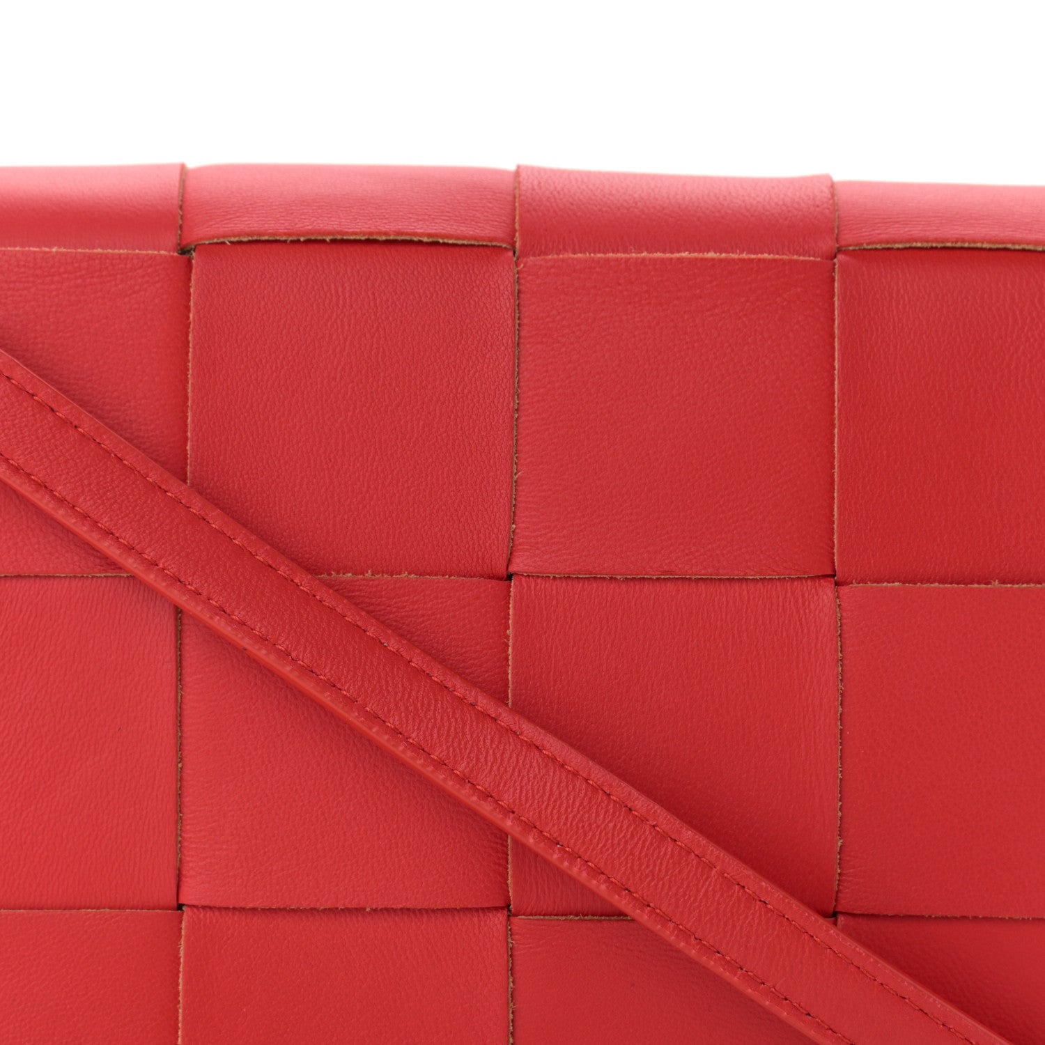 Bottega Veneta Lambskin Maxi Intrecciato Mini Cassette Crossbody Bag Bright Red 7 of 9